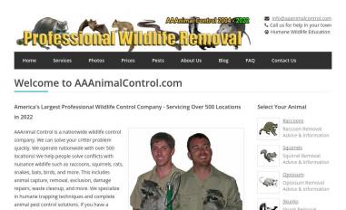 Schermafbeelding van aaanimalcontrol.com