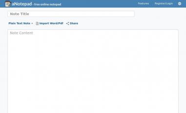 Schermafbeelding van anotepad.com