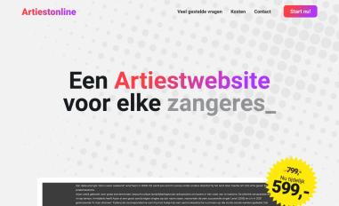 Schermafbeelding van artiestonline.nl