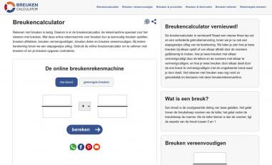 Schermafbeelding van breukencalculator.nl