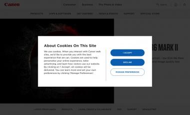 Schermafbeelding van canon-europe.com