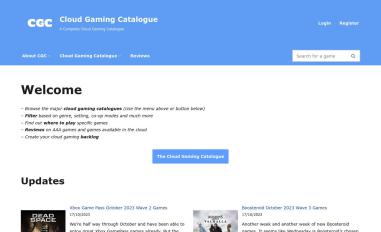 Schermafbeelding van cloudgamingcatalogue.com
