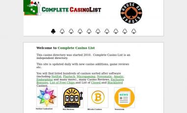 Schermafbeelding van completecasinolist.com