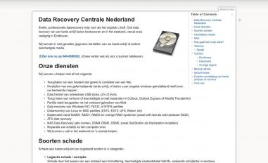 Schermafbeelding van datarecoverycentrale.nl