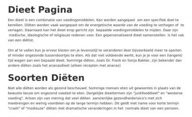 Schermafbeelding van dieet.webflow.io