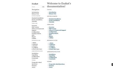 Schermafbeelding van exakat.readthedocs.io