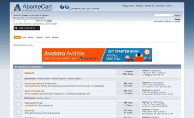 Schermafbeelding van forum.abantecart.com