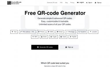 Schermafbeelding van gratisqrcodegenerator.nl