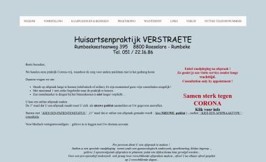 Schermafbeelding van huisartsenpraktijkverstraete.be