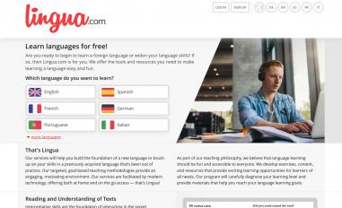 Schermafbeelding van lingua.com