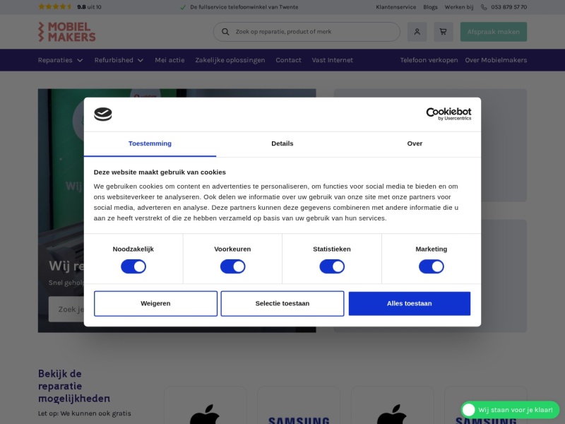 Schermafbeelding van mobielmakers.nl