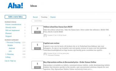 Schermafbeelding van personaltraining-fredwin.ideas.aha.io