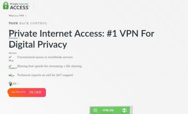 Schermafbeelding van privateinternetaccess.com