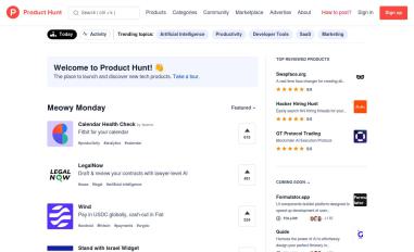 Schermafbeelding van producthunt.com