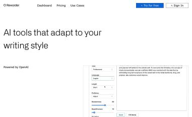 Schermafbeelding van reworder.co