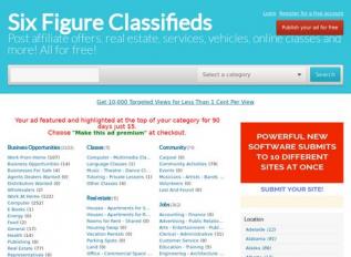 Schermafbeelding van sixfigureclassifieds.com
