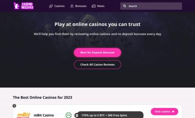 Schermafbeelding van thecasinowizard.com