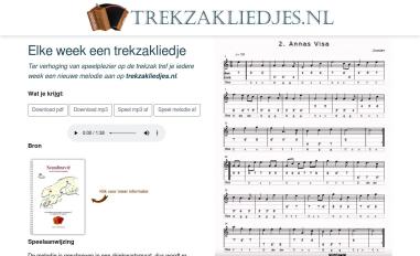 Schermafbeelding van trekzakliedjes.nl