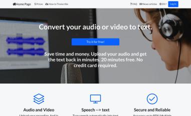 Schermafbeelding van voicetoscript.com