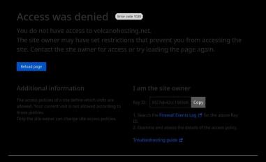 Schermafbeelding van volcanohosting.net