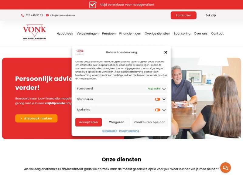 Schermafbeelding van vonk-advies.nl