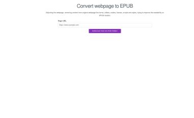 Schermafbeelding van webpagetoepub.github.io