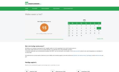 Schermafbeelding van weeknummers.com
