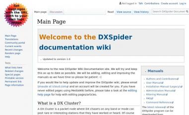 Schermafbeelding van wiki.dxcluster.org