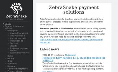 Schermafbeelding van zebrasnake.com