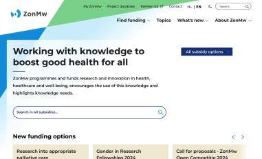 Schermafbeelding van zonmw.nl