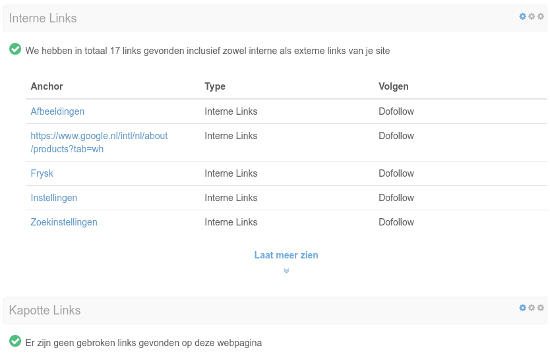 Pagina en Linkstructuur Analyse