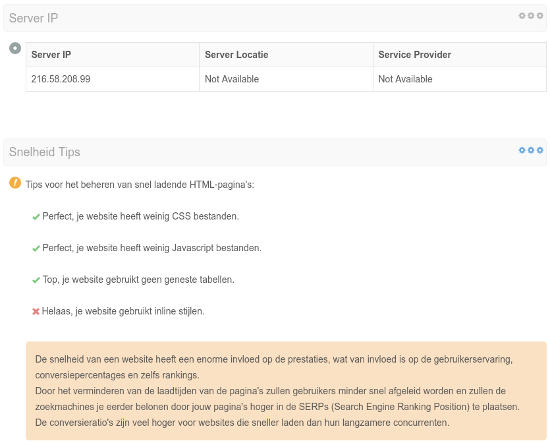 Test Website Snelheid